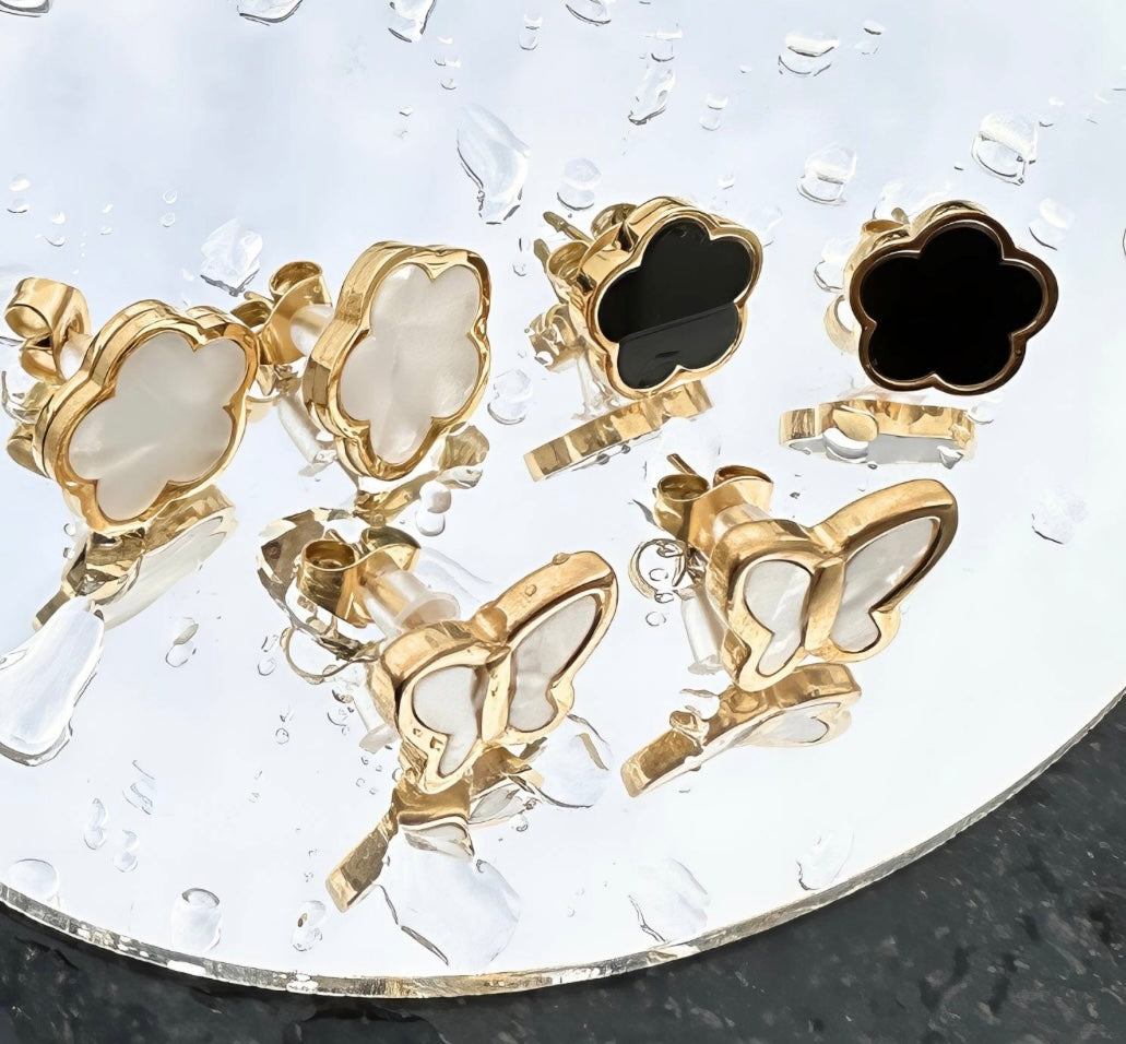 ORECCHINI "FIORE" IN ACCIAIO INOSSIDABILE PLACCATO ORO 18K