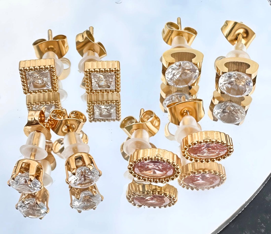 ORECCHINI IN ACCIAIO INOSSIDABILE PLACCATO ORO 18K, INTENSITÀ