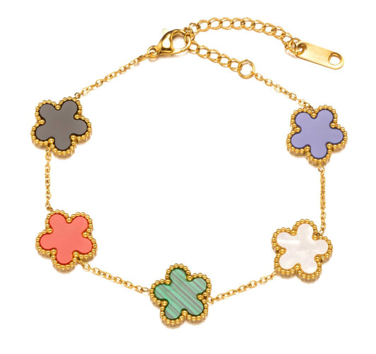 BRACCIALE "FIORI" IN ACCIAIO INOSSIDABILE PLACCATO ORO 18K